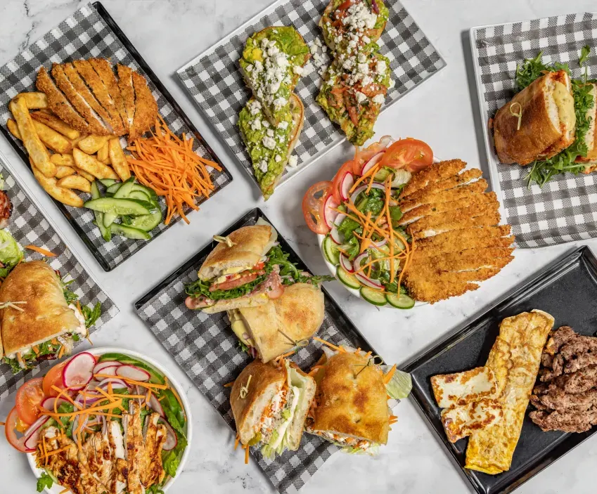 Schnitzels sandwiches salads and brekkie
